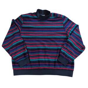 VTG Alfred Dunner Sweater XL Striped Mock Neck Multicolor Knit Made in USA